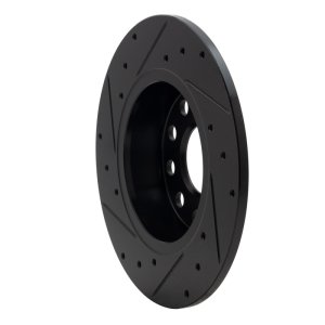 Audi A3 Sportback E-Tron Brake Rotor (1) - Rear Right - R1 Concepts - Drilled & Slotted - Black - `05-`25